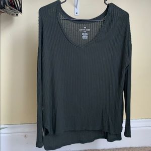 American Eagle Ribbed V-Neck Long Sleeve